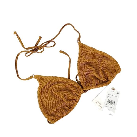 NWT GOOD AMERICAN 3/4 Bronze Brown Always Fits Tiny Ties Bikini Top - Picture 2 of 12